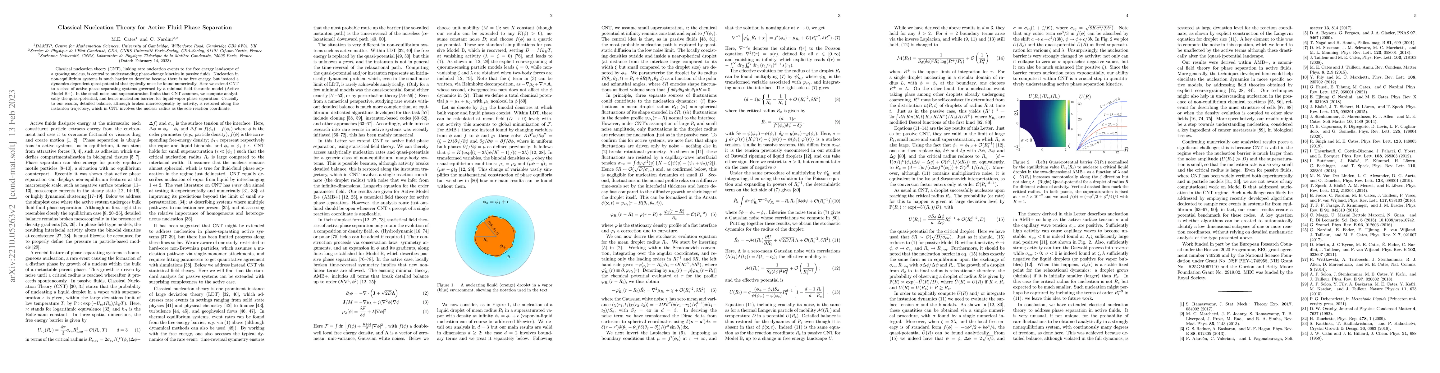 Thumbnail for Classical Nucleation Theory for Active Fluid Phase Separation