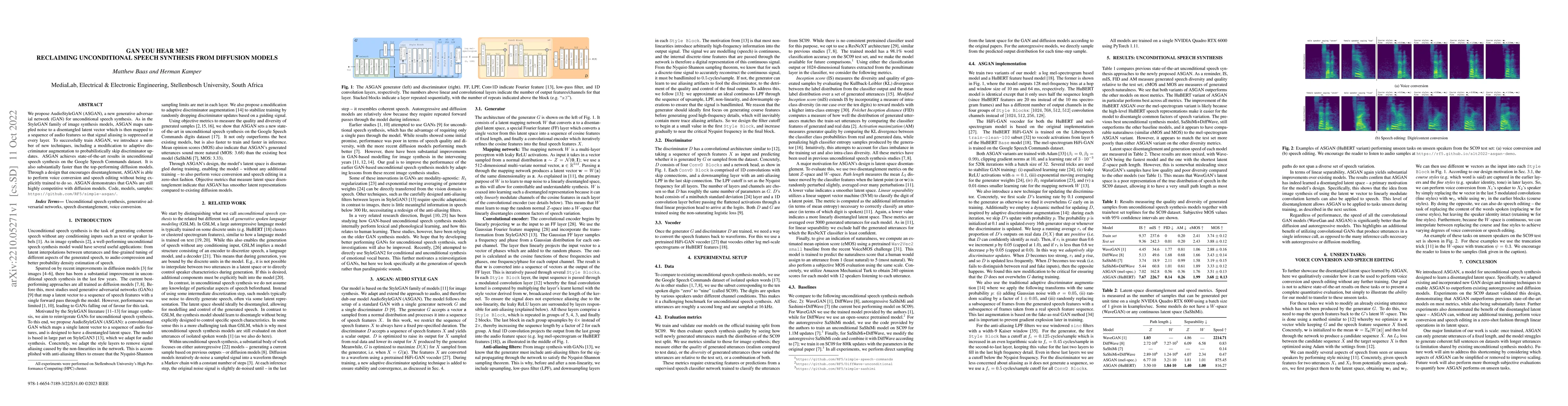 Thumbnail for GAN You Hear Me? Reclaiming Unconditional Speech Synthesis from
  Diffusion Models
