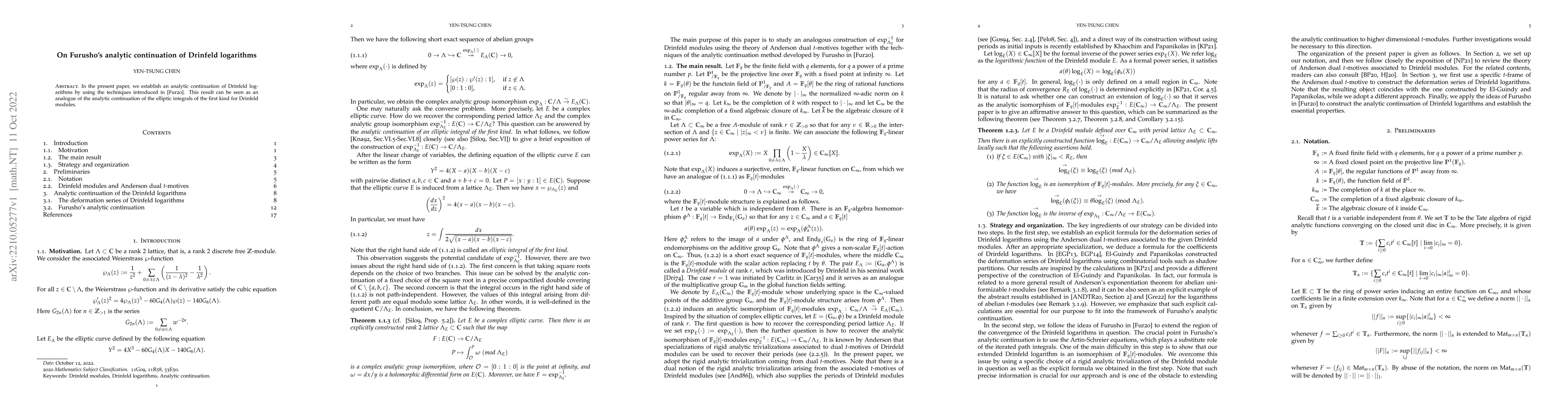 Thumbnail for On Furusho's analytic continuation of Drinfeld logarithms