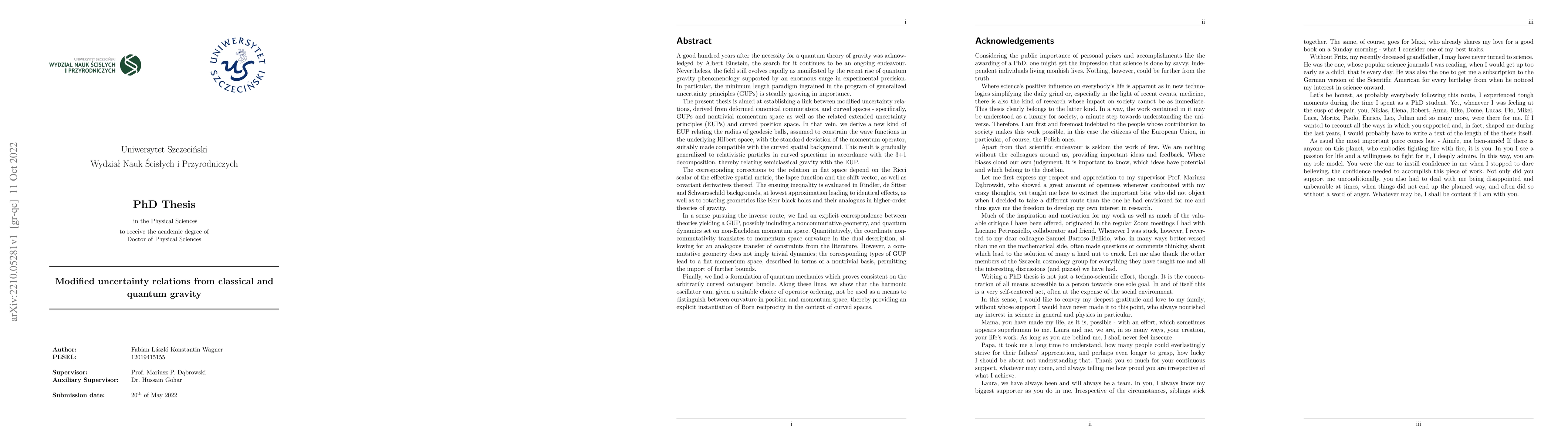 Thumbnail for Modified uncertainty relations from classical and quantum gravity
