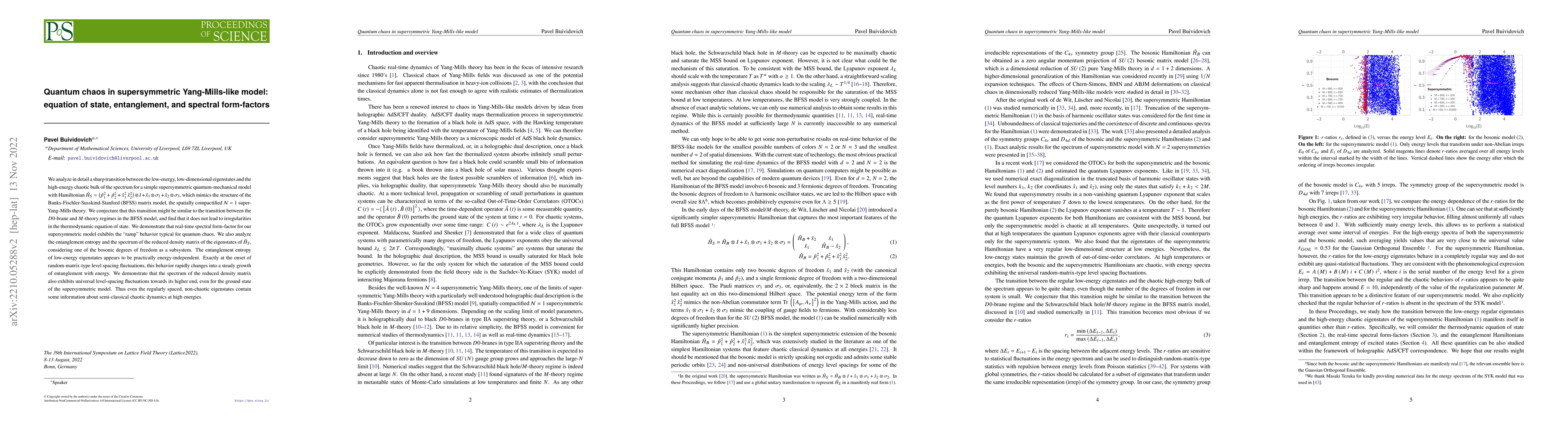 Thumbnail for Quantum chaos in supersymmetric Yang-Mills-like model: equation of
  state, entanglement, and spectral form-factors