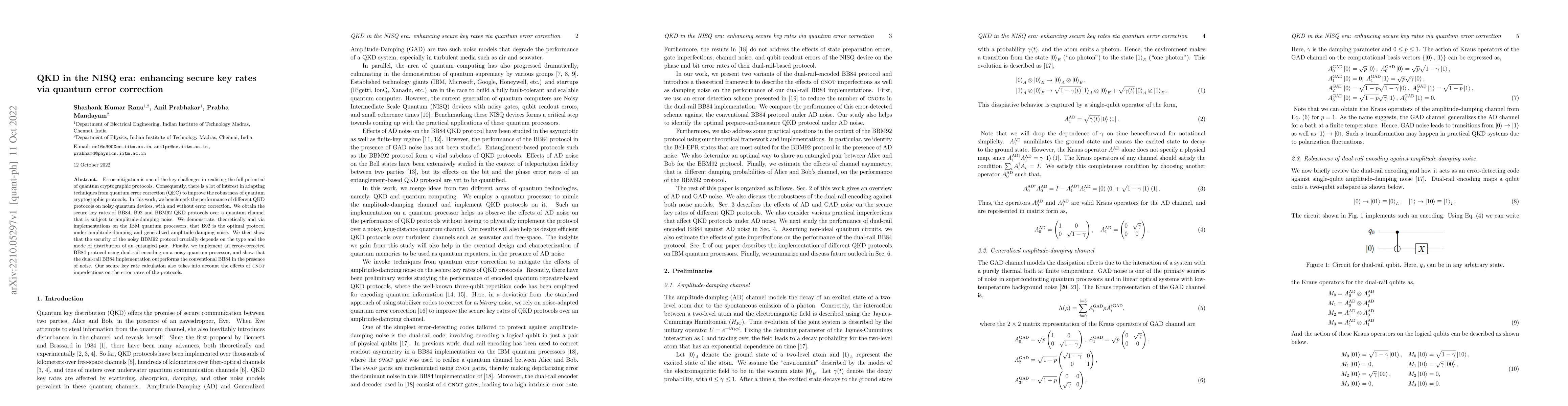 Thumbnail for QKD in the NISQ era: enhancing secure key rates via quantum error
  correction