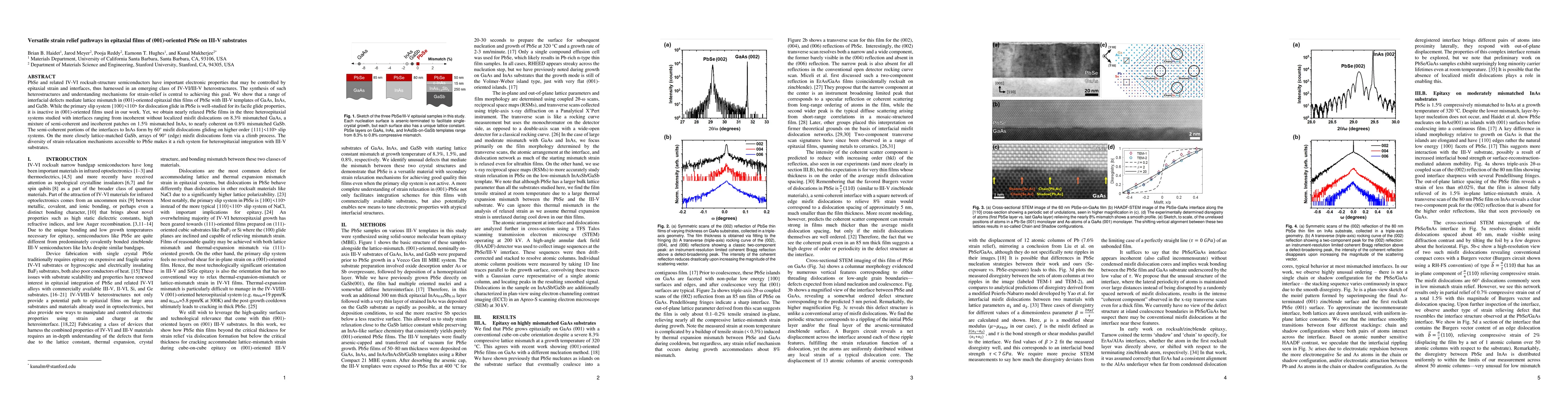 Thumbnail for Versatile strain relief pathways in epitaxial films of (001)-oriented
  PbSe on III-V substrates