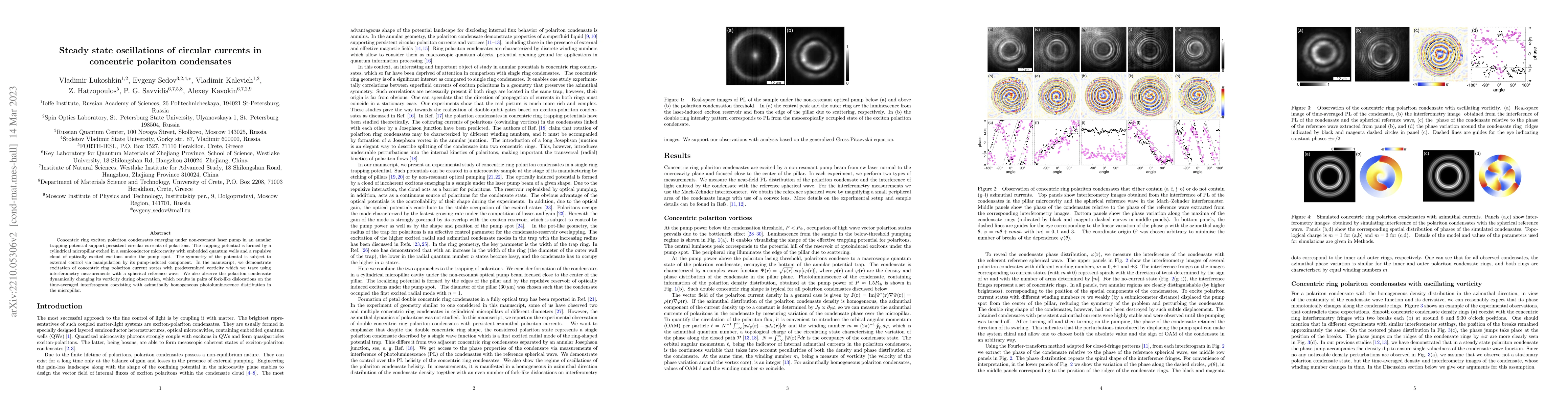 Thumbnail for Steady state oscillations of circular currents in concentric polariton
  condensates
