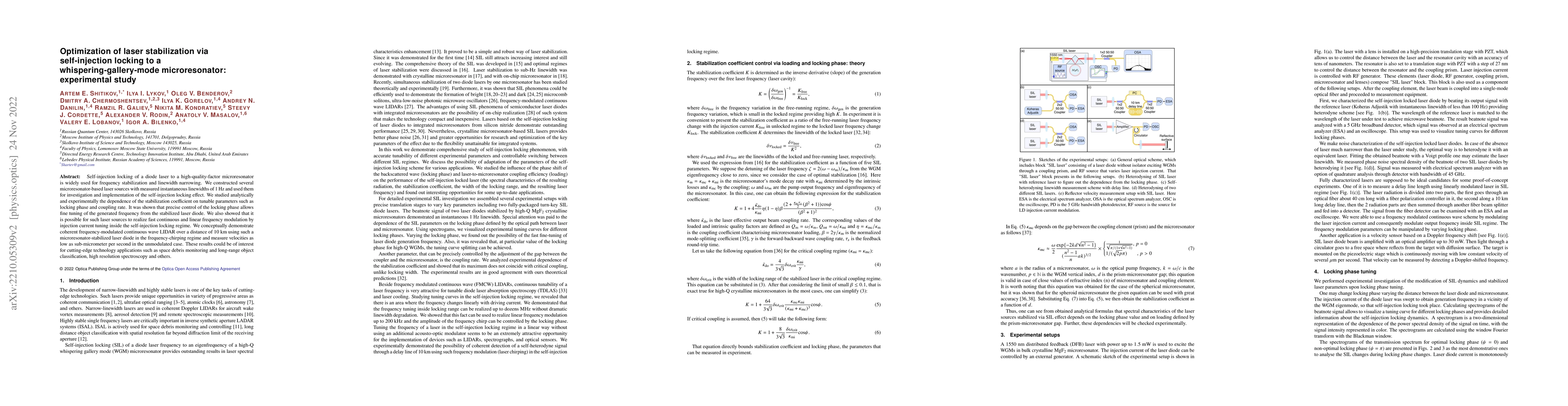 Thumbnail for Optimization of laser stabilization via self-injection locking to a
  whispering-gallery-mode microresonator: experimental study