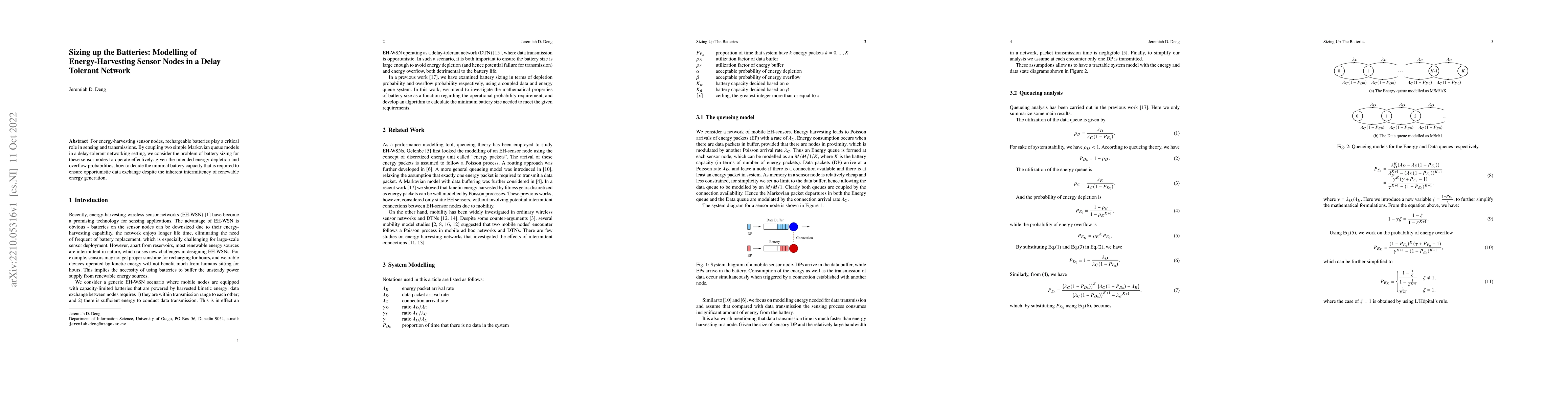 Thumbnail for Sizing up the Batteries: Modelling of Energy-Harvesting Sensor Nodes in
  a Delay Tolerant Network