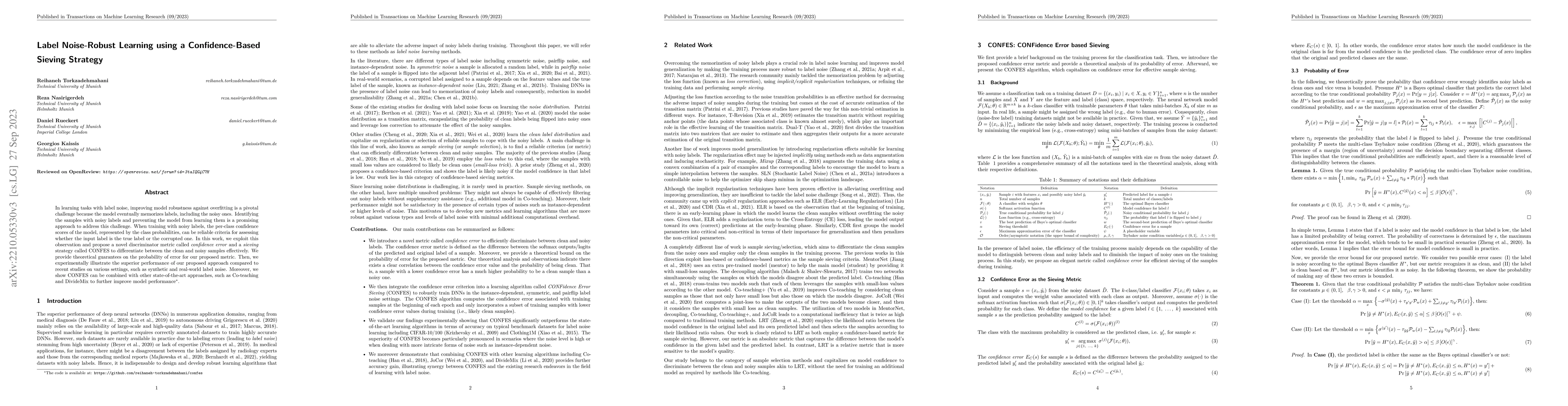 Thumbnail for Label Noise-Robust Learning using a Confidence-Based Sieving Strategy