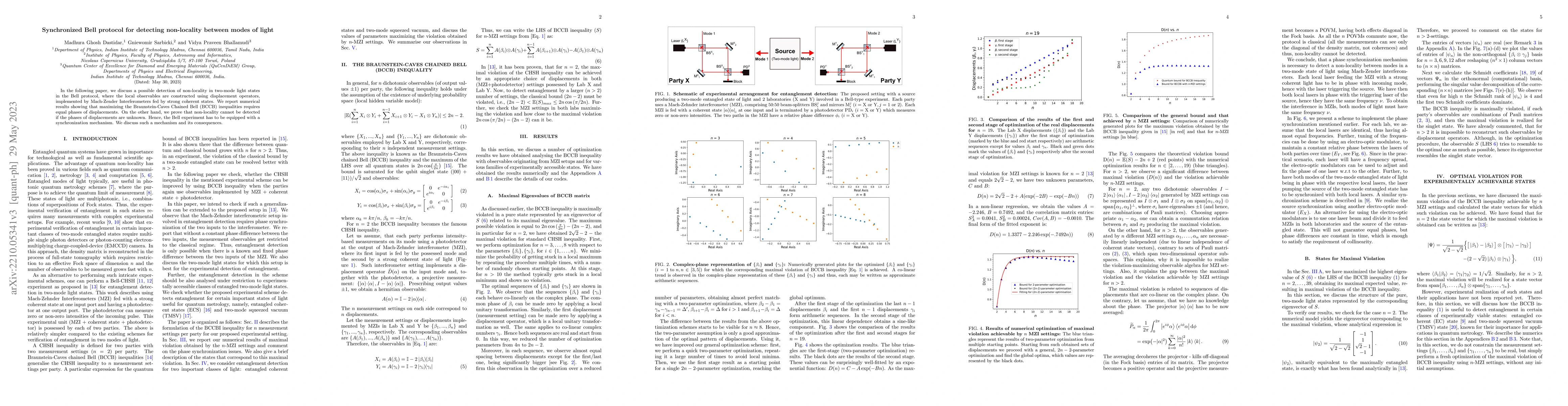 Thumbnail for Synchronized Bell protocol for detecting non-locality between modes of
  light