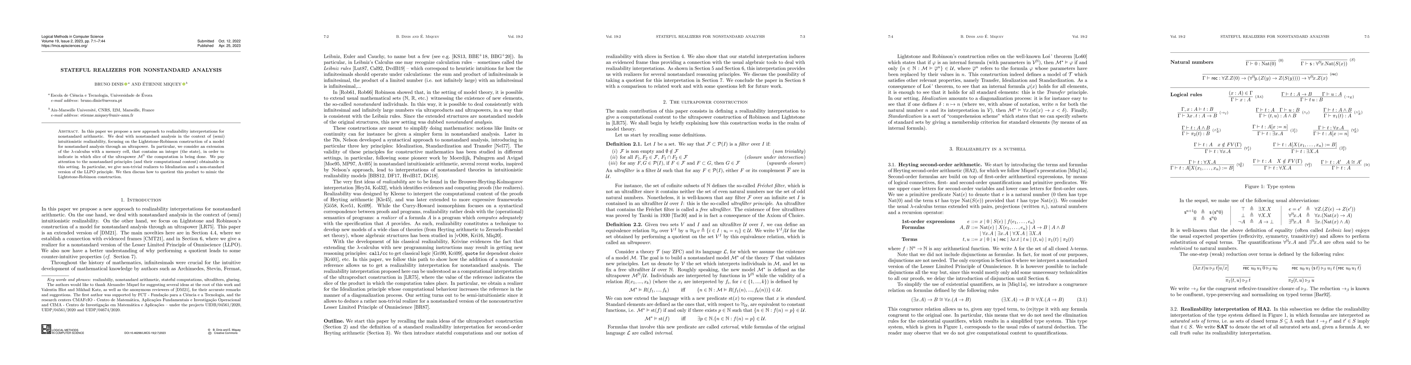 Thumbnail for Stateful Realizers for Nonstandard Analysis
