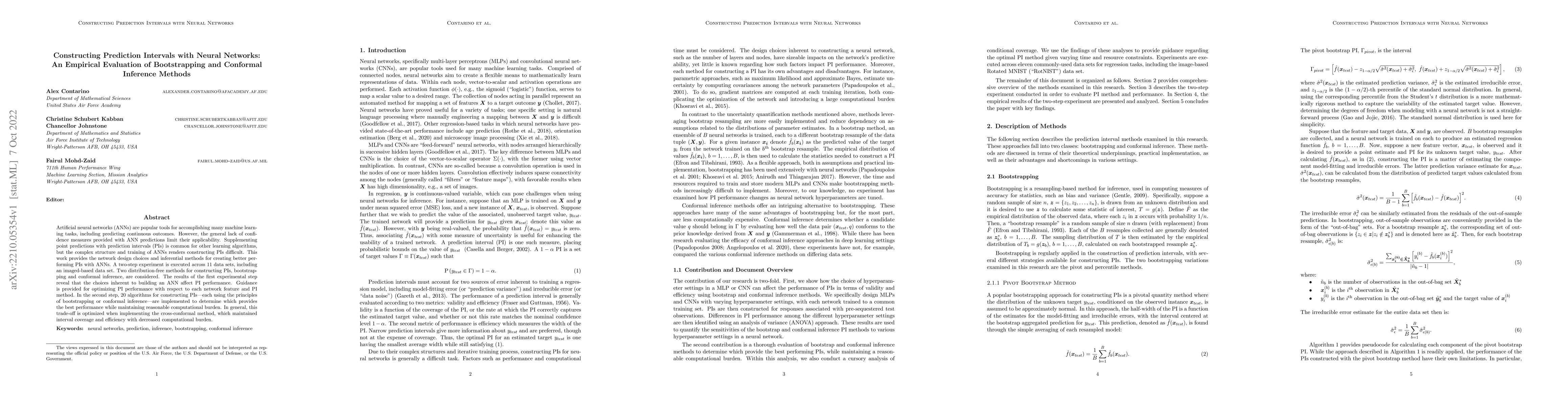 Thumbnail for Constructing Prediction Intervals with Neural Networks: An Empirical
  Evaluation of Bootstrapping and Conformal Inference Methods