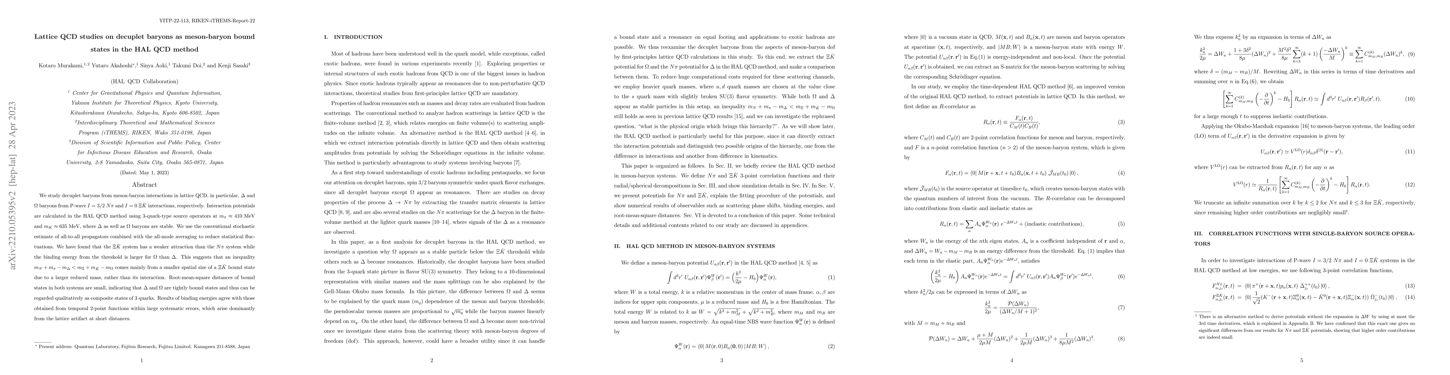 Thumbnail for Lattice QCD studies on decuplet baryons as meson-baryon bound states in
  the HAL QCD method