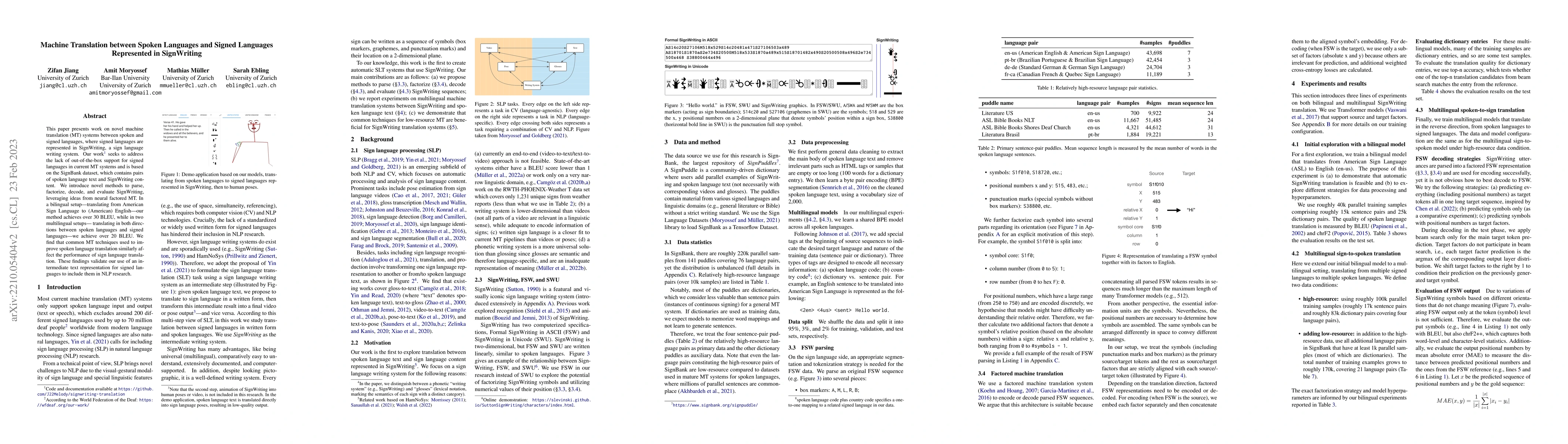Thumbnail for Machine Translation between Spoken Languages and Signed Languages
  Represented in SignWriting