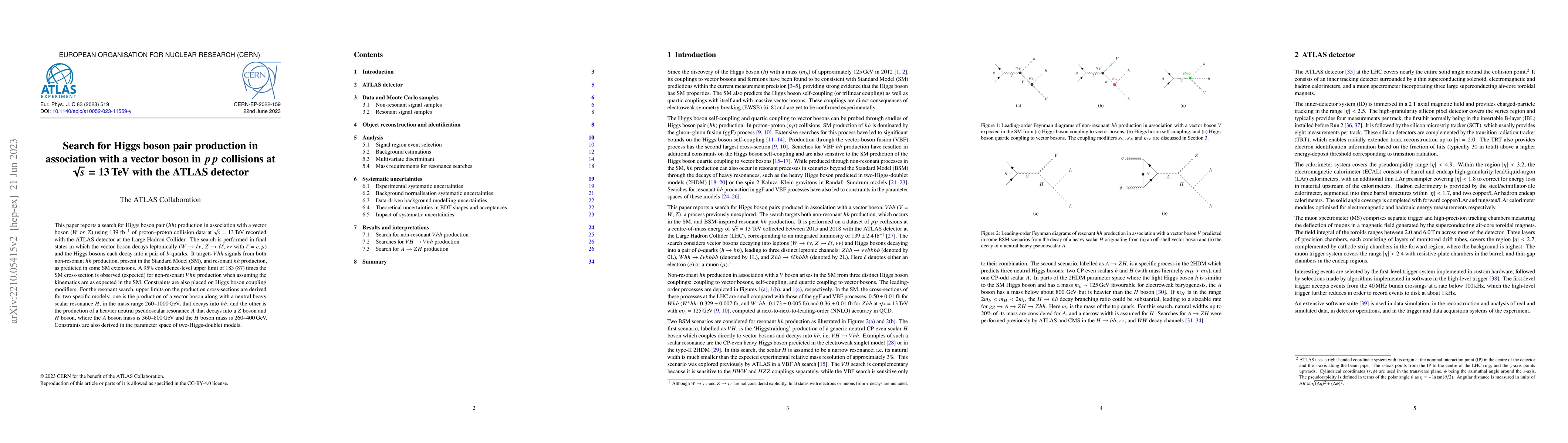 Thumbnail for Search for Higgs boson pair production in association with a vector
  boson in $pp$ collisions at $\sqrt{s}=$ 13 TeV with the ATLAS detector