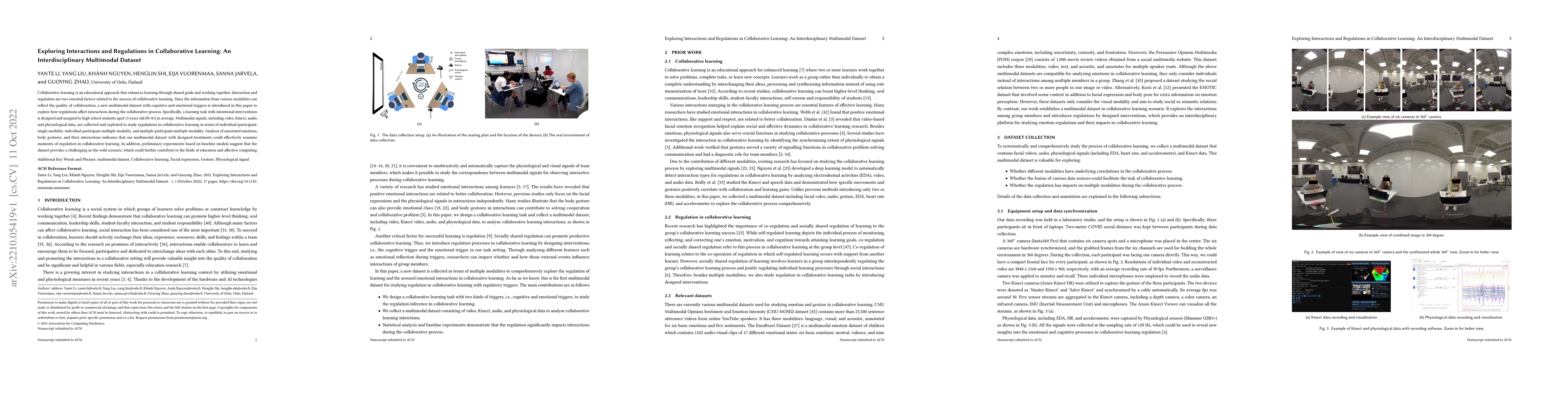 Thumbnail for Exploring Interactions and Regulations in Collaborative Learning: An
  Interdisciplinary Multimodal Dataset