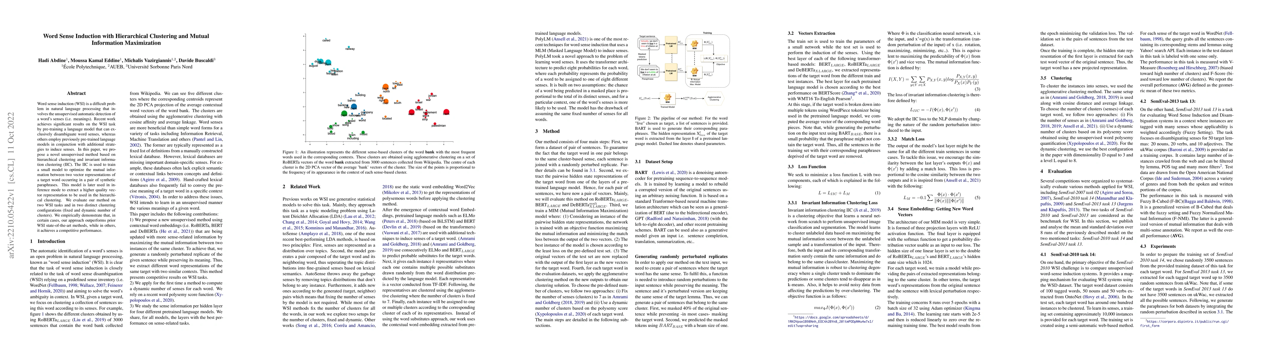 Thumbnail for Word Sense Induction with Hierarchical Clustering and Mutual Information
  Maximization