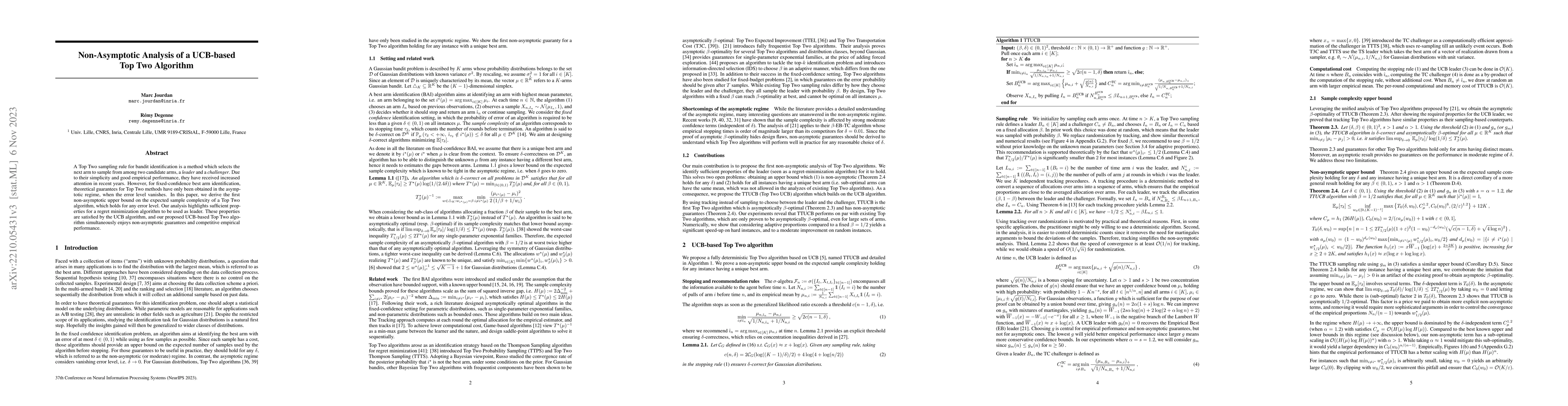 Thumbnail for Non-Asymptotic Analysis of a UCB-based Top Two Algorithm