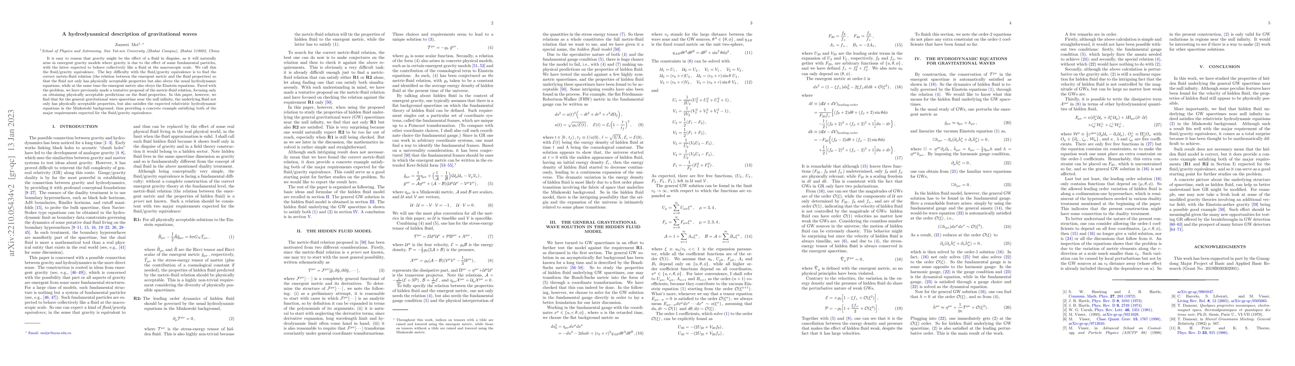 Thumbnail for A hydrodynamical description of gravitational waves
