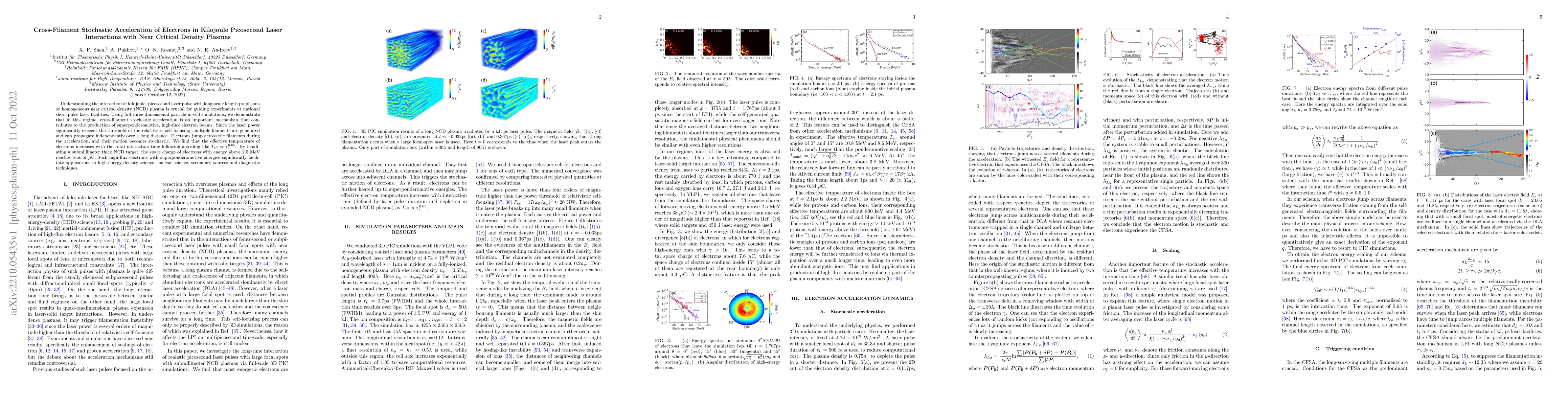 Thumbnail for Cross-Filament Stochastic Acceleration of Electrons in Kilojoule
  Picosecond Laser Interactions with Near Critical Density Plasmas