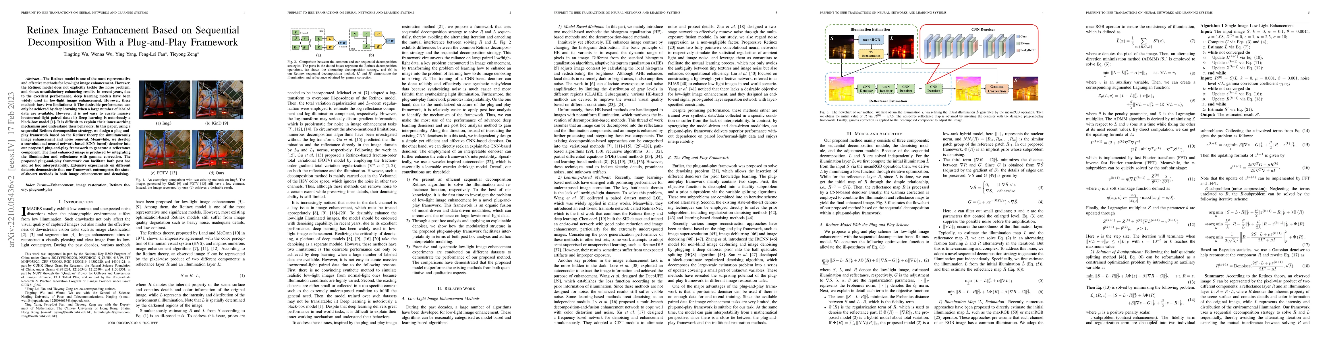 Thumbnail for Retinex Image Enhancement Based on Sequential Decomposition With a
  Plug-and-Play Framework