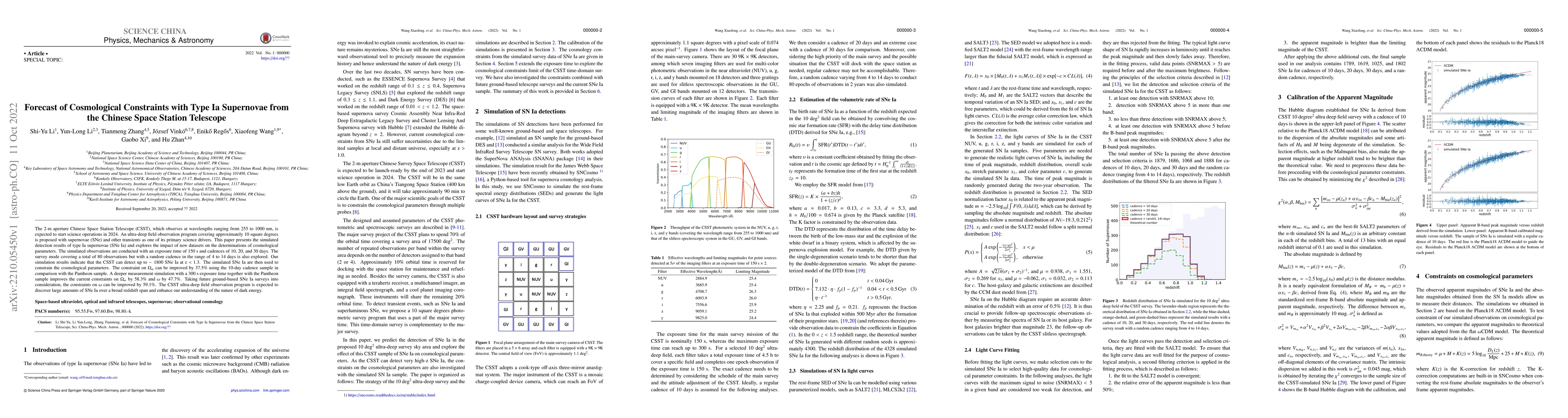 Thumbnail for Forecast of Cosmological Constraints with Type Ia Supernovae from the
  Chinese Space Station Telescope