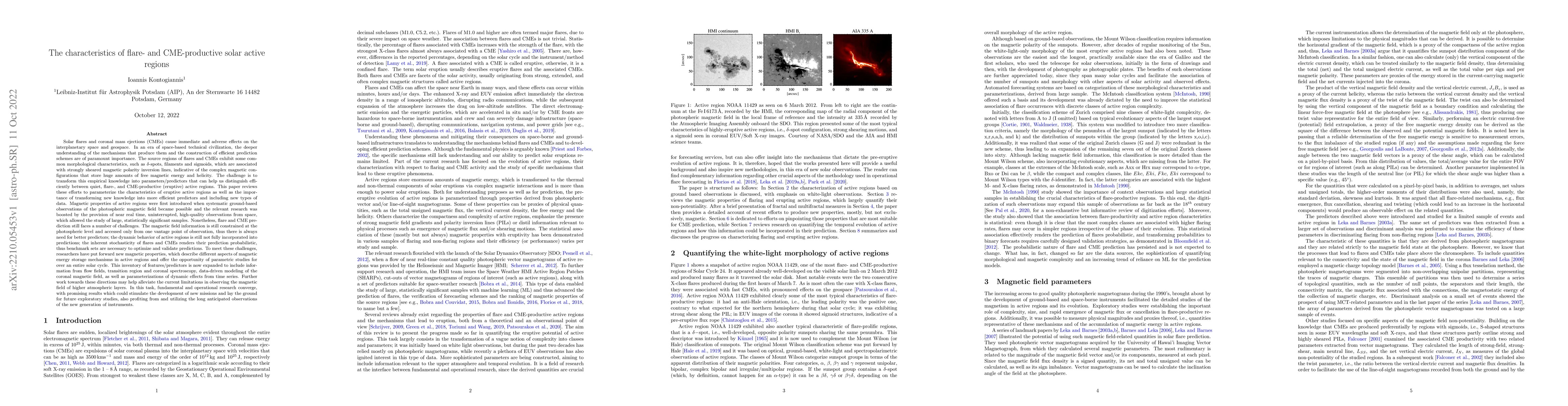 Thumbnail for The characteristics of flare- and CME-productive solar active regions