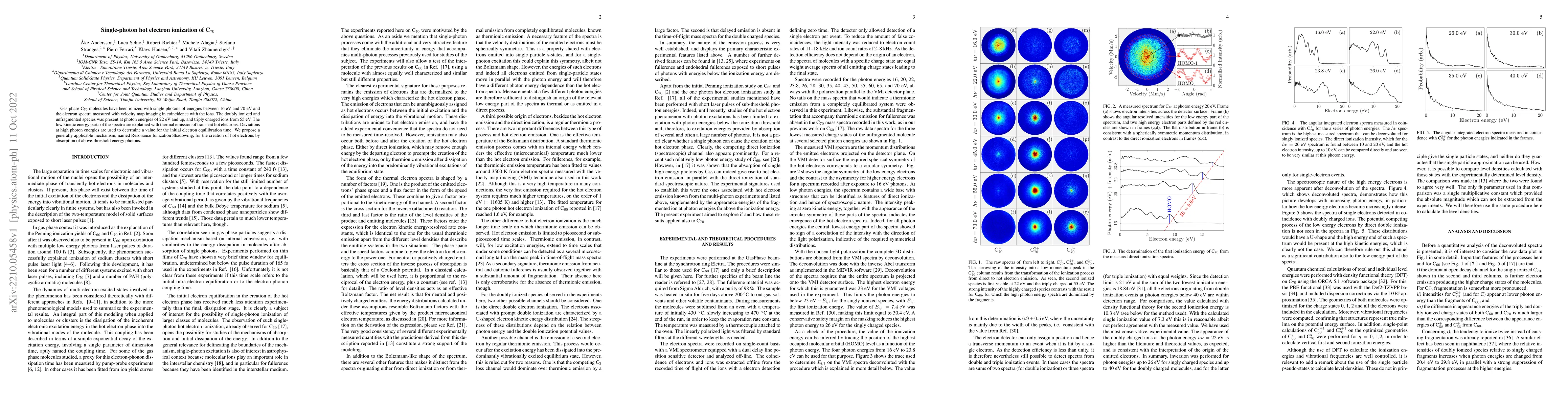 Thumbnail for Single-photon hot electron ionization of C$_{70}$