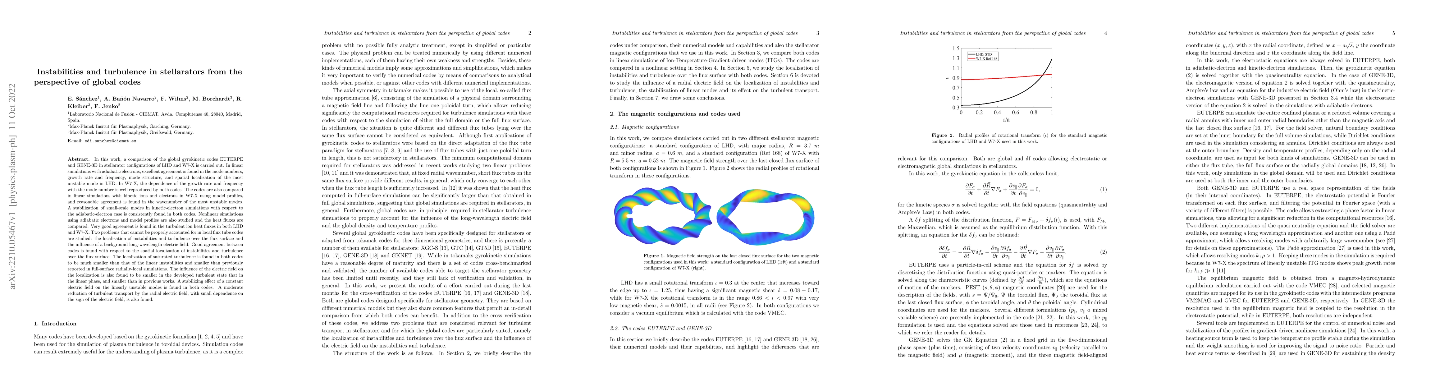 Thumbnail for Instabilities and turbulence in stellarators from the perspective of
  global codes