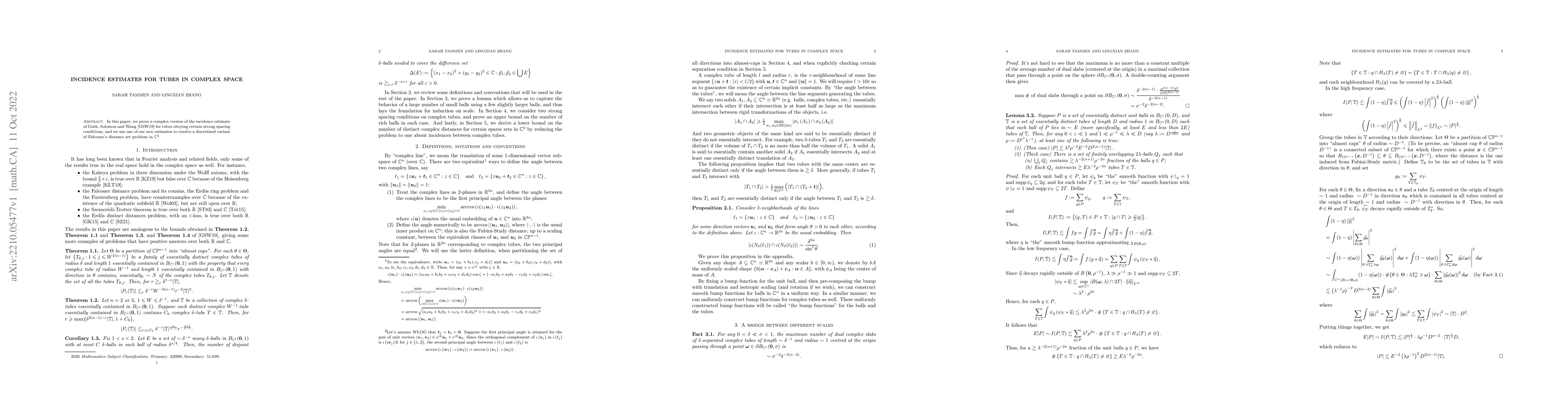 Thumbnail for Incidence Estimates for Tubes in Complex Space