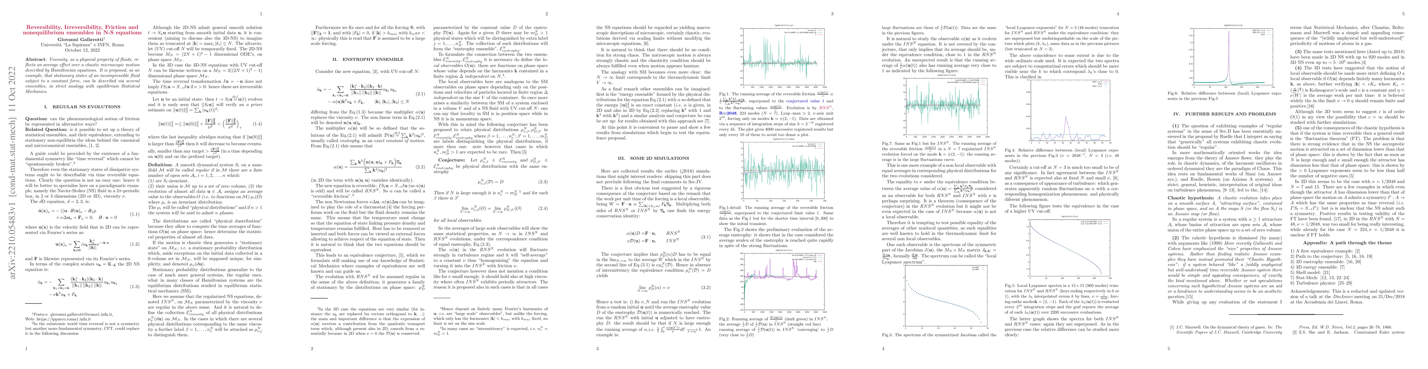Thumbnail for Reversibility, Irreversibility, Friction and nonequilibrium ensembles in
  N-S equations