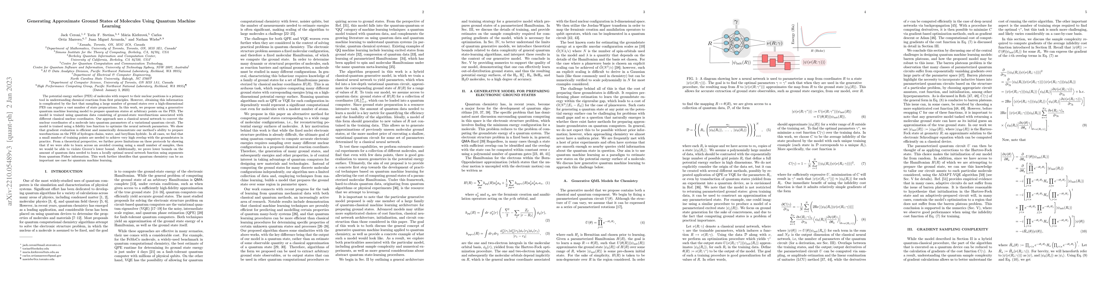Thumbnail for Generating Approximate Ground States of Molecules Using Quantum Machine
  Learning