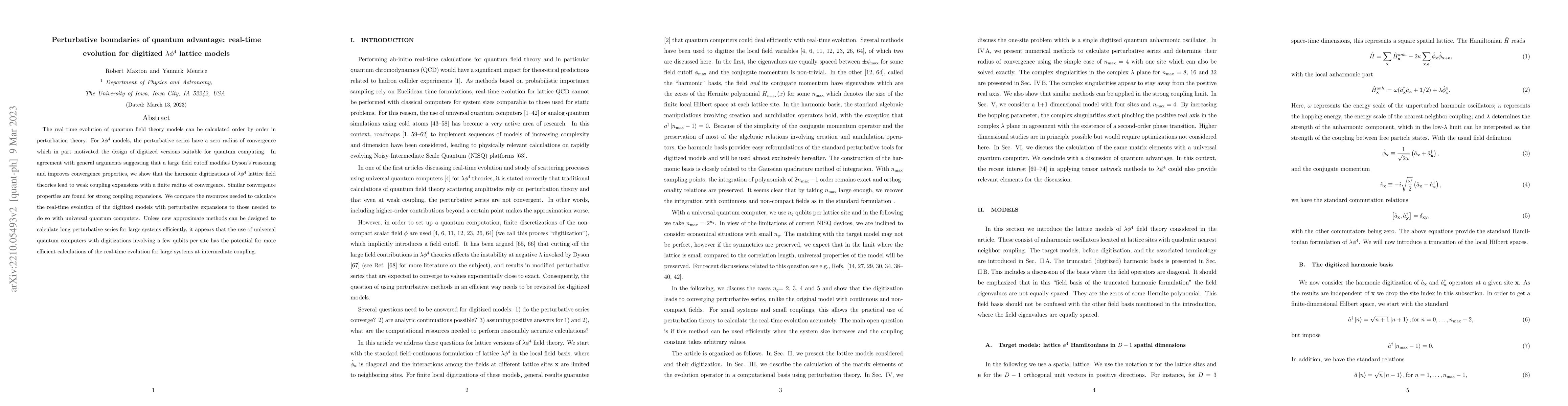 Thumbnail for Perturbative boundaries of quantum computing: real-time evolution for
  digitized lambda phi^4 lattice models