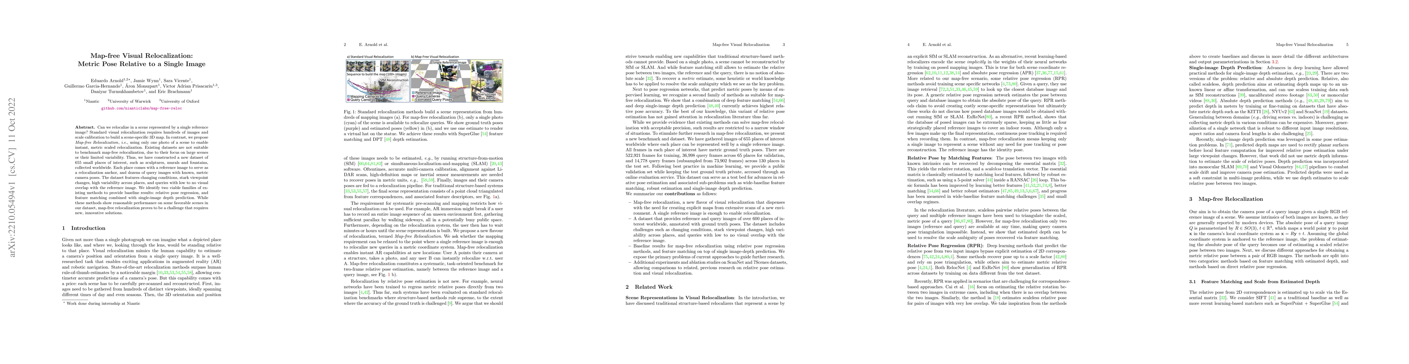 Thumbnail for Map-free Visual Relocalization: Metric Pose Relative to a Single Image