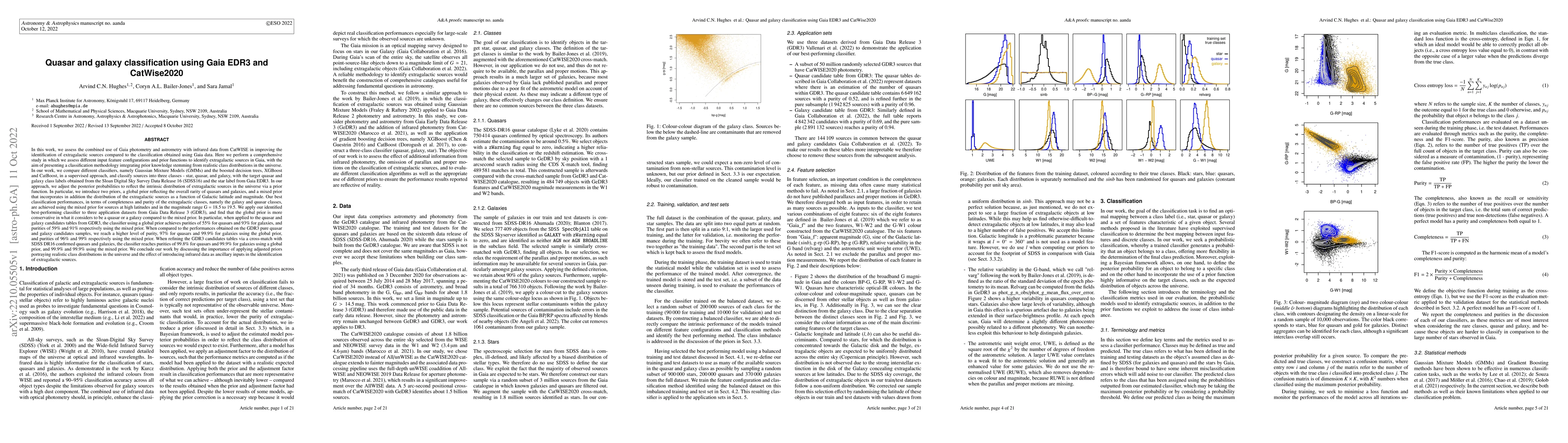 Thumbnail for Quasar and galaxy classification using Gaia EDR3 and CatWise2020