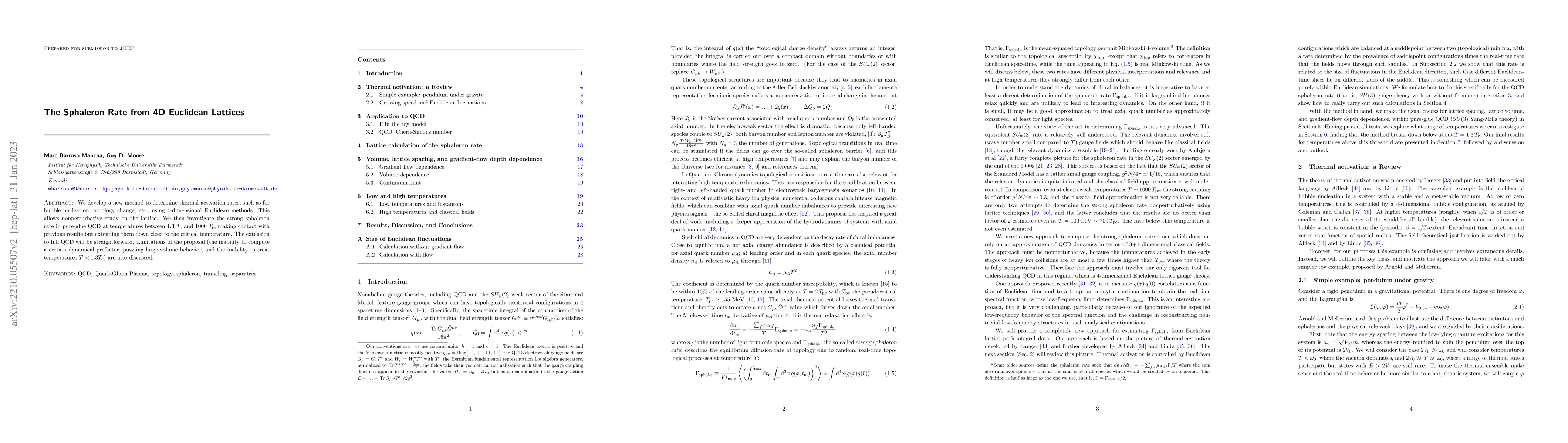 Thumbnail for The Sphaleron Rate from 4D Euclidean Lattices