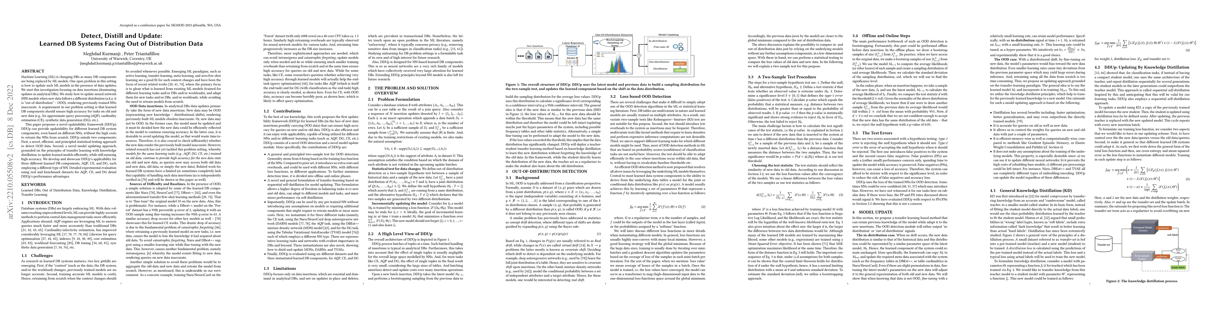 Thumbnail for Detect, Distill and Update: Learned DB Systems Facing Out of
  Distribution Data