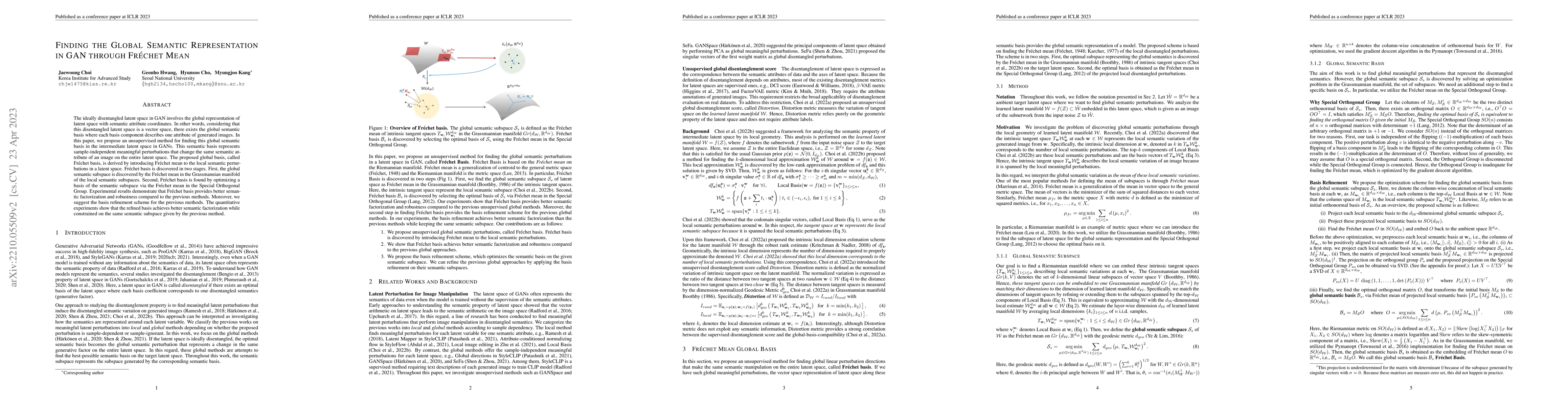 Thumbnail for Finding the global semantic representation in GAN through Frechet Mean