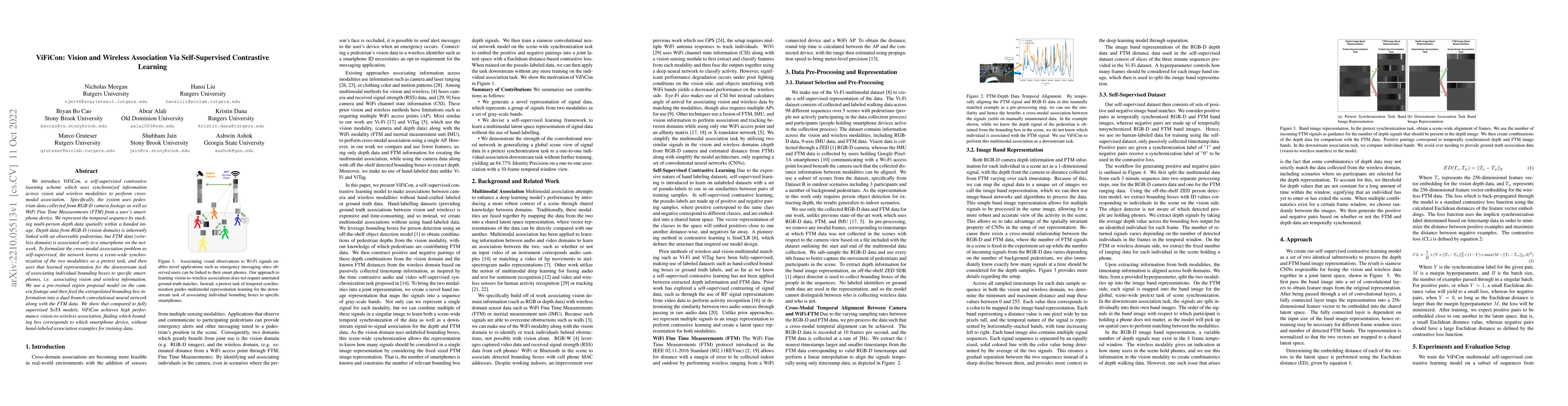 Thumbnail for ViFiCon: Vision and Wireless Association Via Self-Supervised Contrastive
  Learning