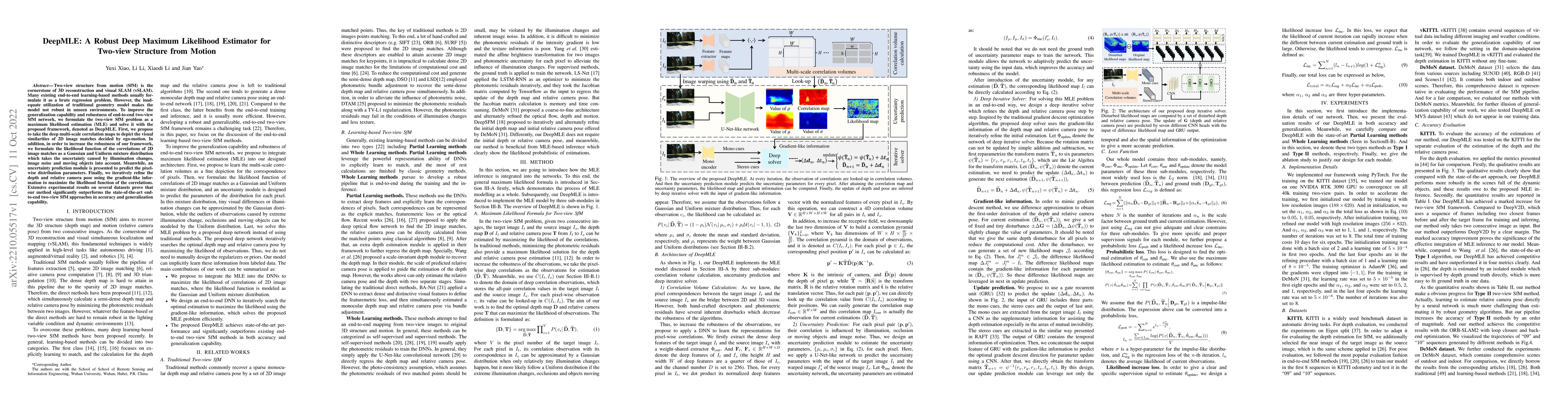 Thumbnail for DeepMLE: A Robust Deep Maximum Likelihood Estimator for Two-view
  Structure from Motion