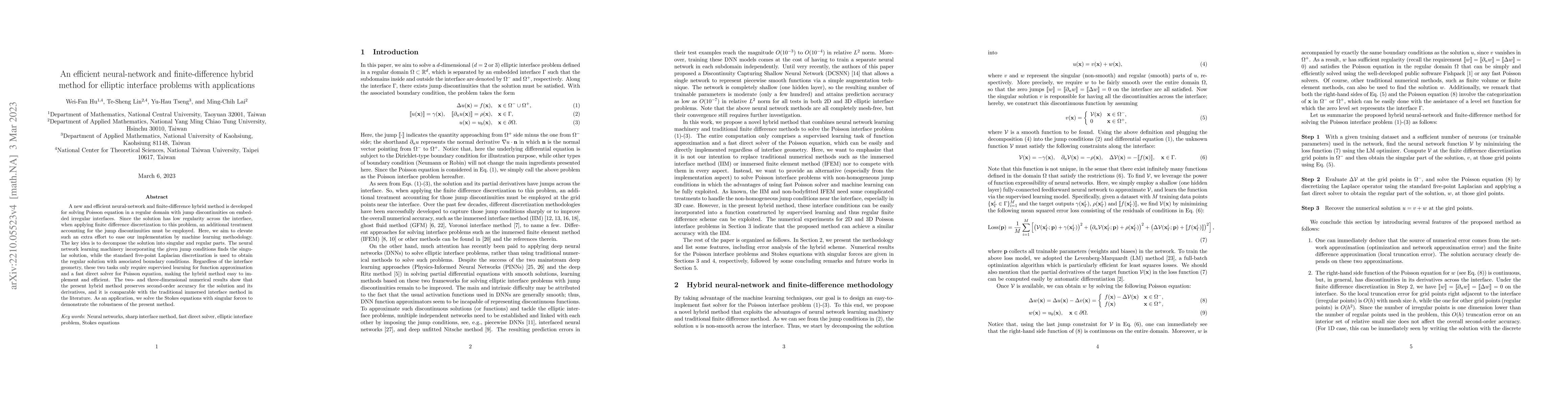 Thumbnail for An efficient neural-network and finite-difference hybrid method for
  elliptic interface problems with applications