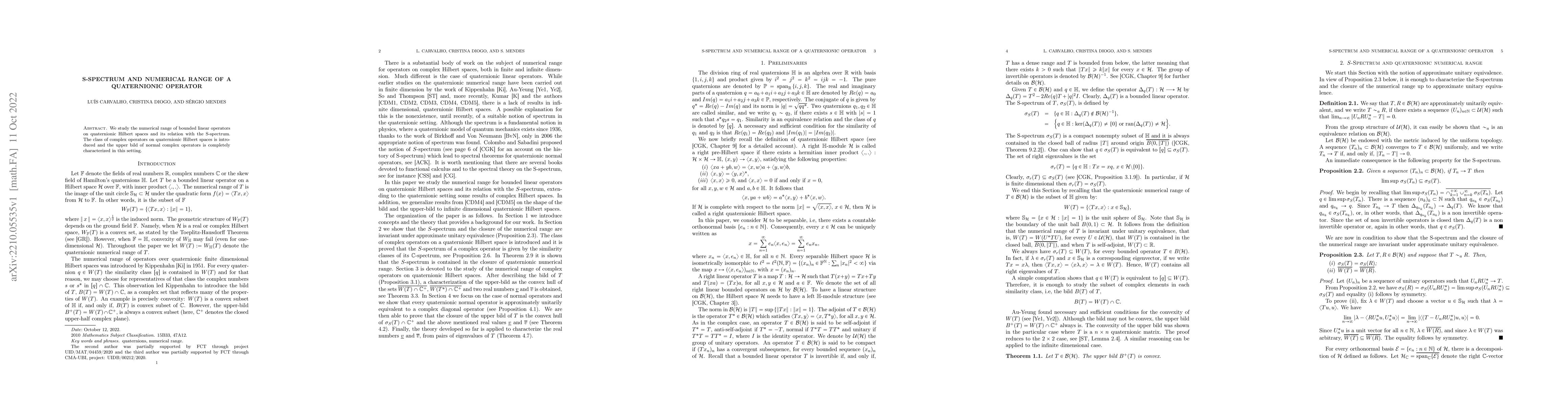 Thumbnail for S-spectrum and numerical range of a quaternionic operator