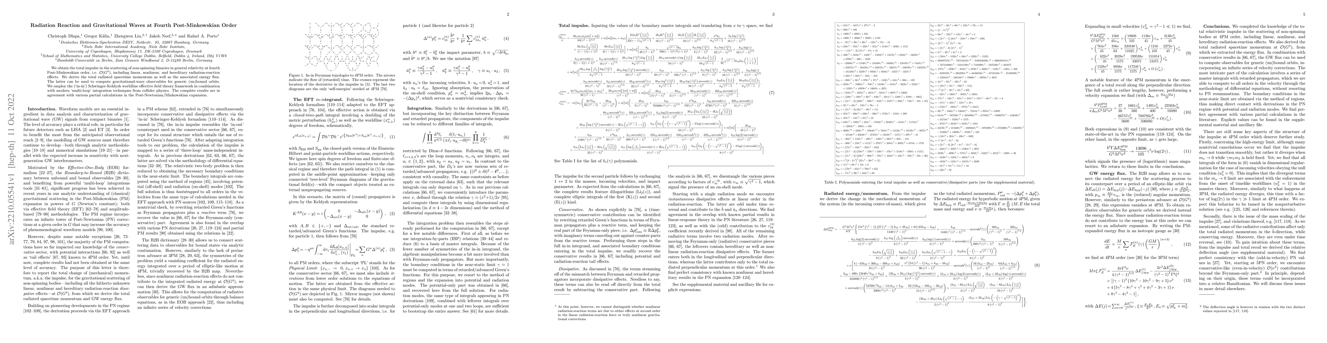 Thumbnail for Radiation Reaction and Gravitational Waves at Fourth Post-Minkowskian
  Order