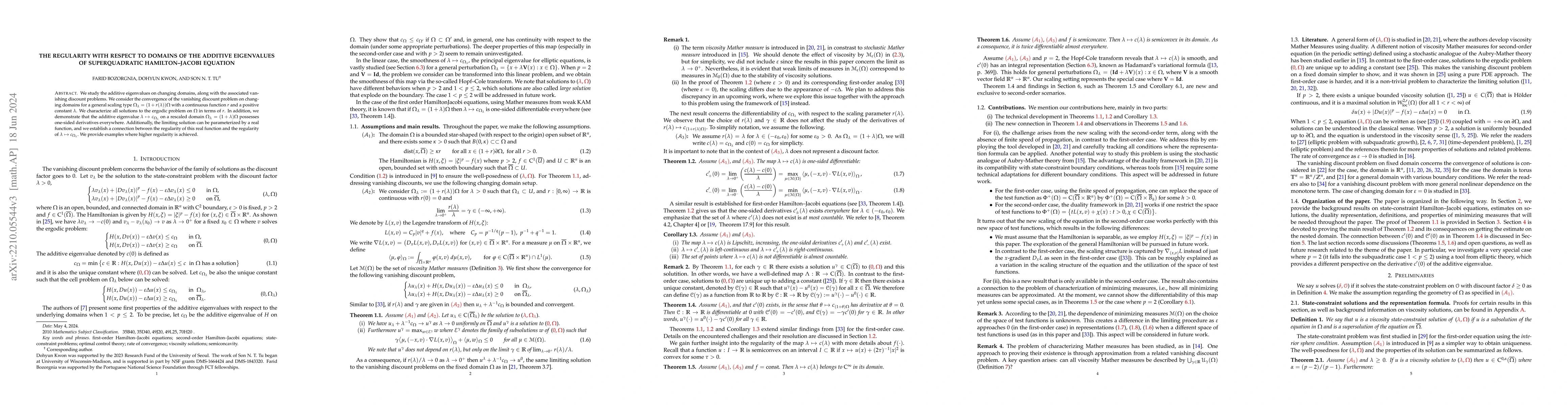 Thumbnail for The regularity with respect to domains of the additive eigenvalues of
  superquadratic Hamilton--Jacobi equation