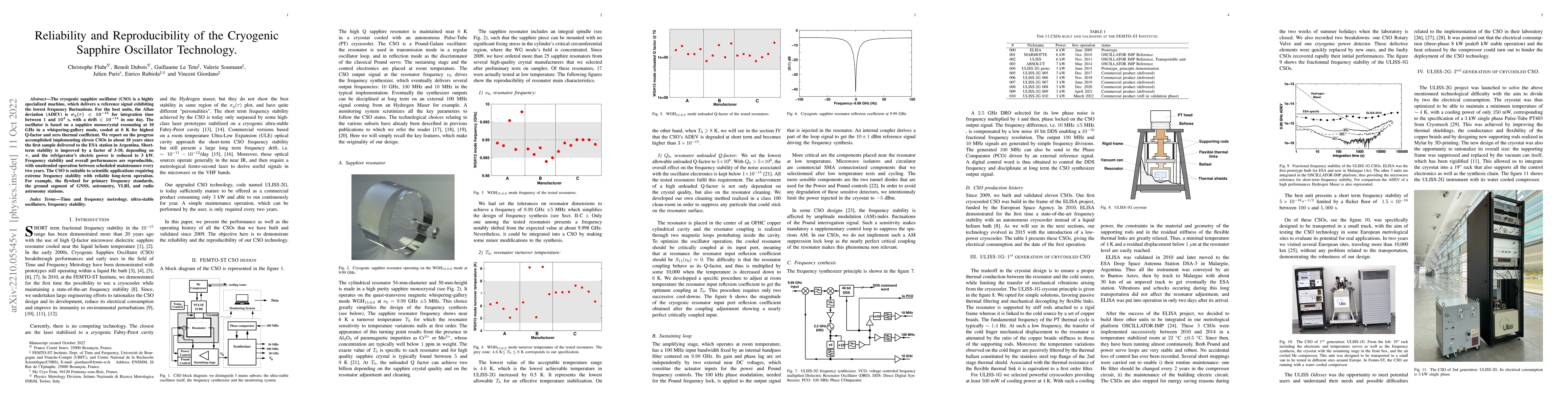 Thumbnail for Reliability and Reproducibility of the Cryogenic Sapphire Oscillator
  Technology