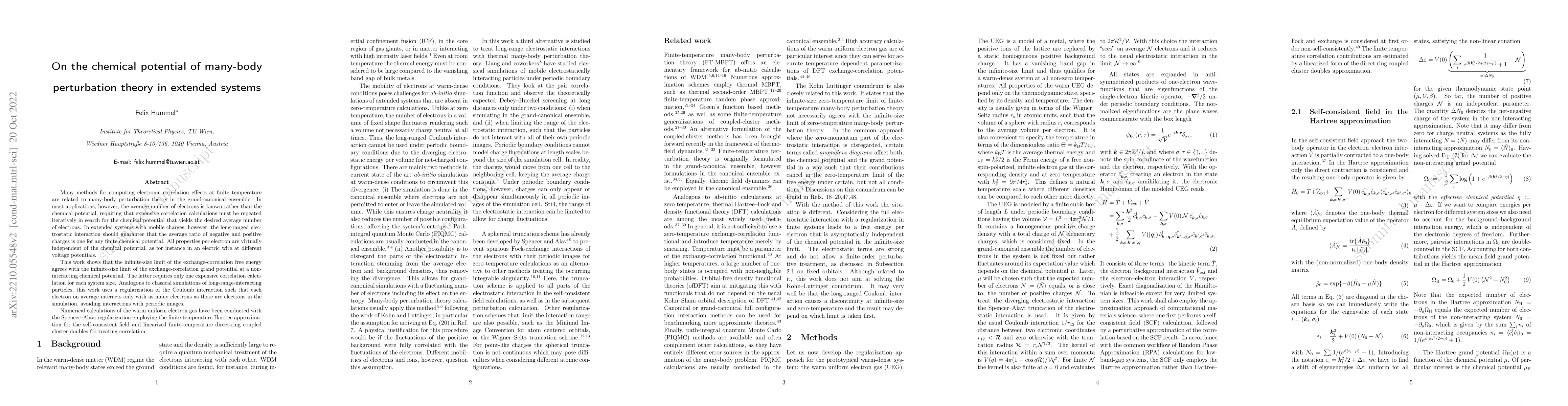 Thumbnail for On the chemical potential of many-body perturbation theory in extended
  systems