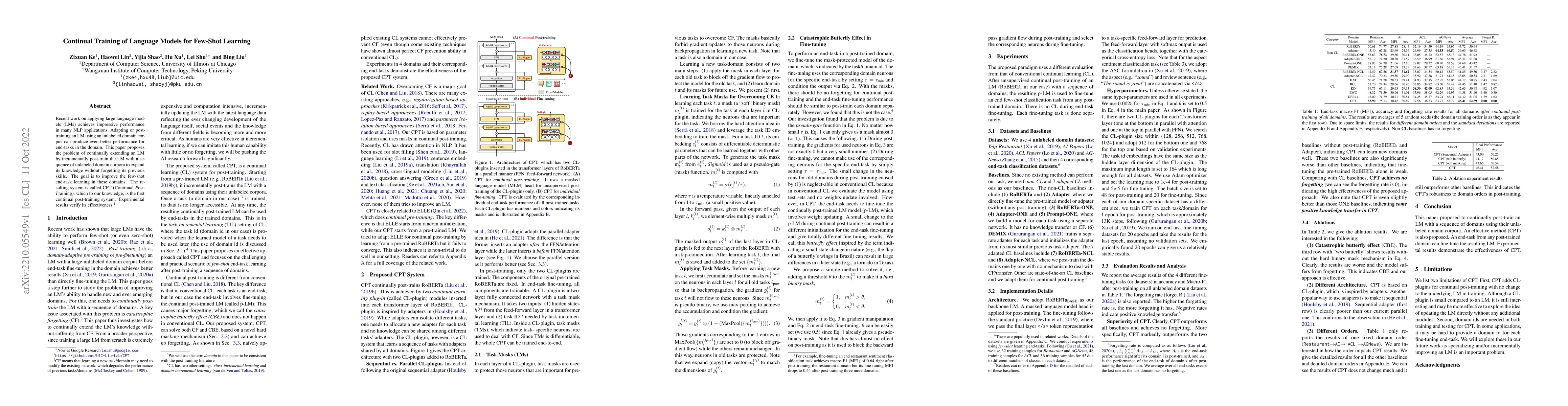 Thumbnail for Continual Training of Language Models for Few-Shot Learning