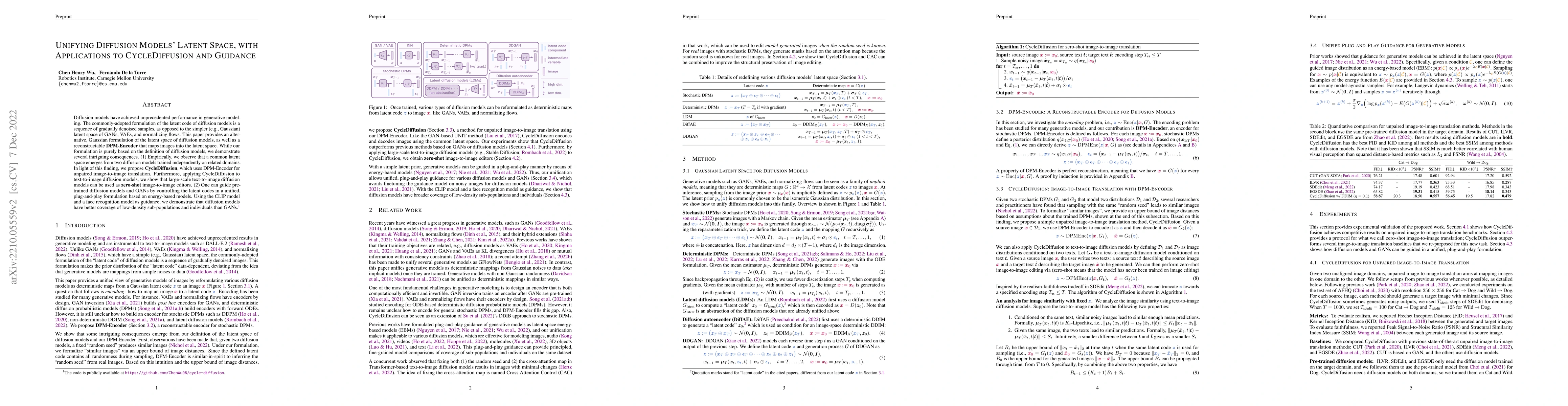 Thumbnail for Unifying Diffusion Models' Latent Space, with Applications to
  CycleDiffusion and Guidance