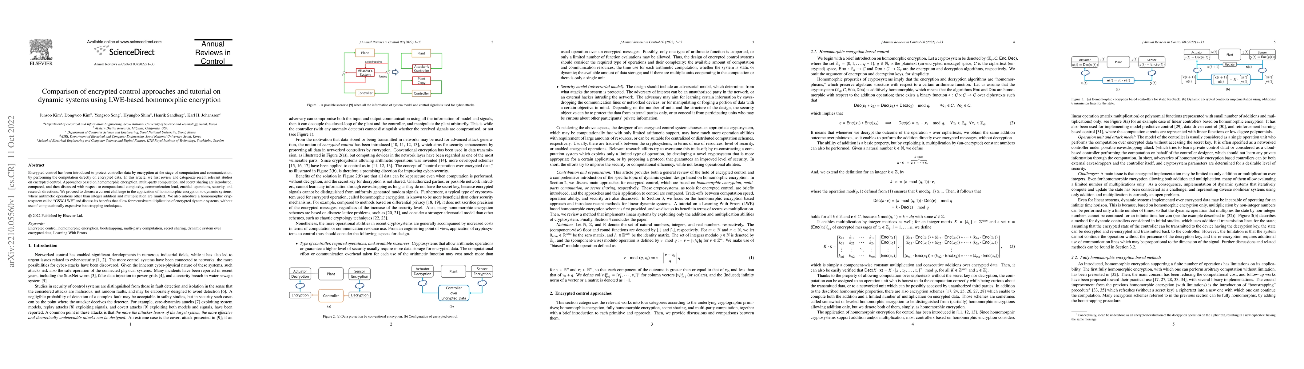 Thumbnail for Comparison of encrypted control approaches and tutorial on dynamic
  systems using LWE-based homomorphic encryption