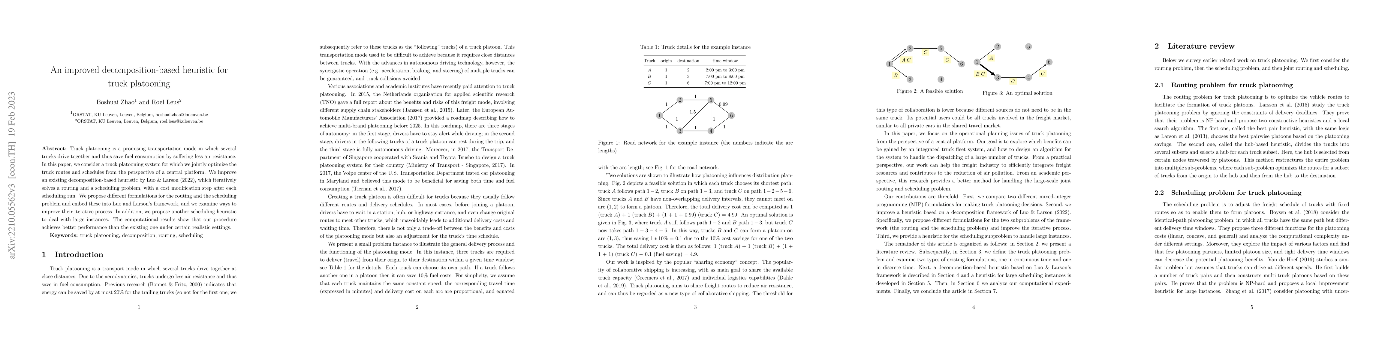 Thumbnail for An improved decomposition-based heuristic for truck platooning