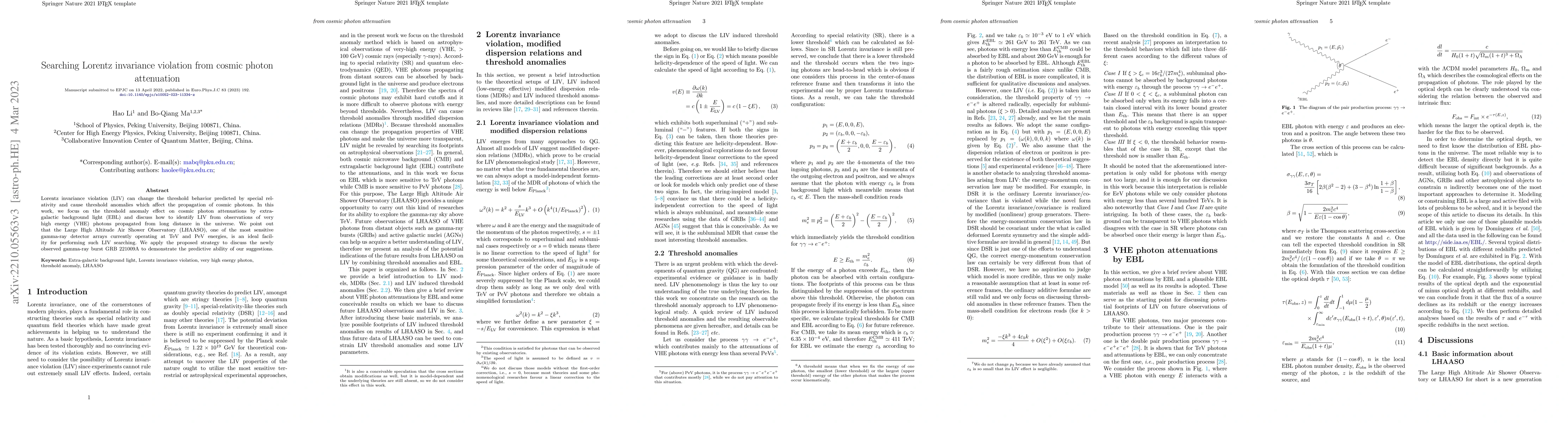 Thumbnail for Searching Lorentz invariance violation from cosmic photon attenuation