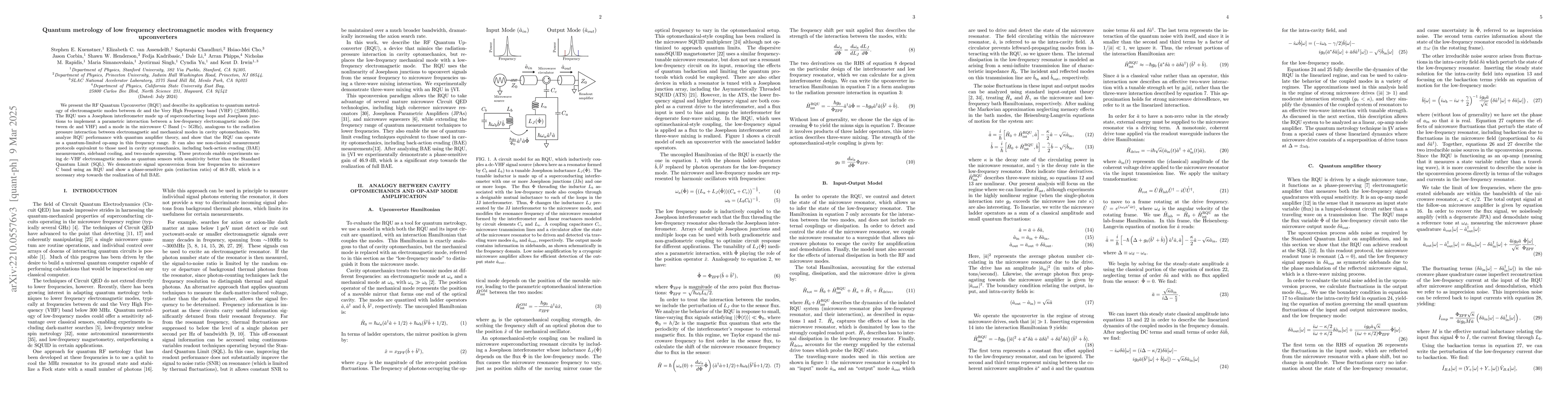 Thumbnail for Quantum metrology of low frequency electromagnetic modes with frequency
  upconverters